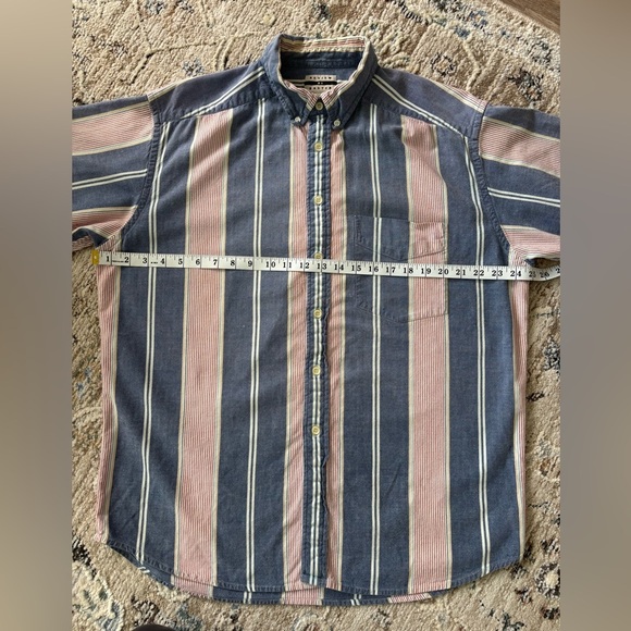 Vintage Button Down Mens Large Blue Red Cotton Preppy Retro USA Coastal Beach - Picture 7 of 8